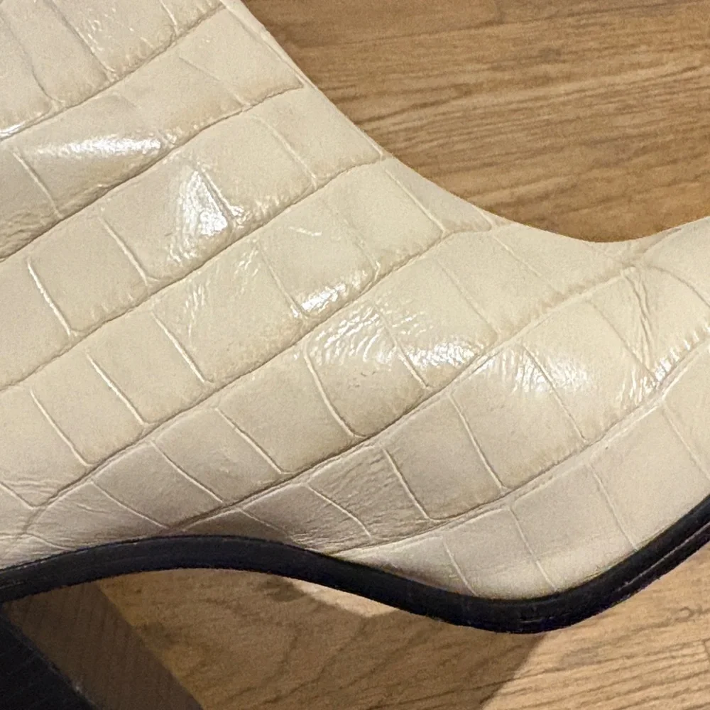 Schutz Maryana Eggshell Croc Knee-High Boots - Picture 8 of 10